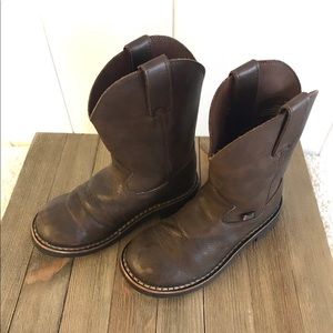 Justin leather original work boot boys size 11.5